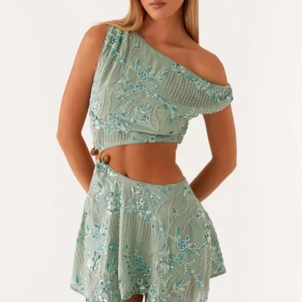 Peppermayo Aletta Sequin Mint Beaded Gorgeous Mini Dress Size XS Sold Out Online